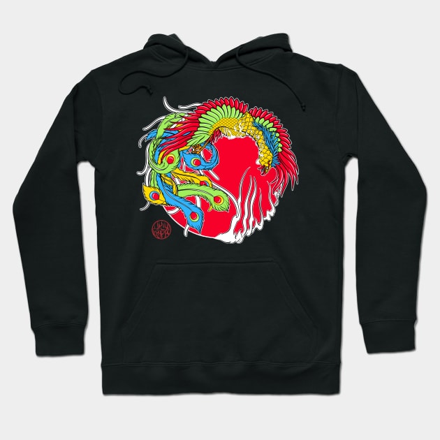 Japanese Phoenix and flames Hoodie by Ukiyograph